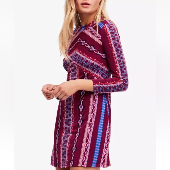 Free People | Stella Mock Neck Zip Back Burgundy Dress Sz S - Picture 4 of 14